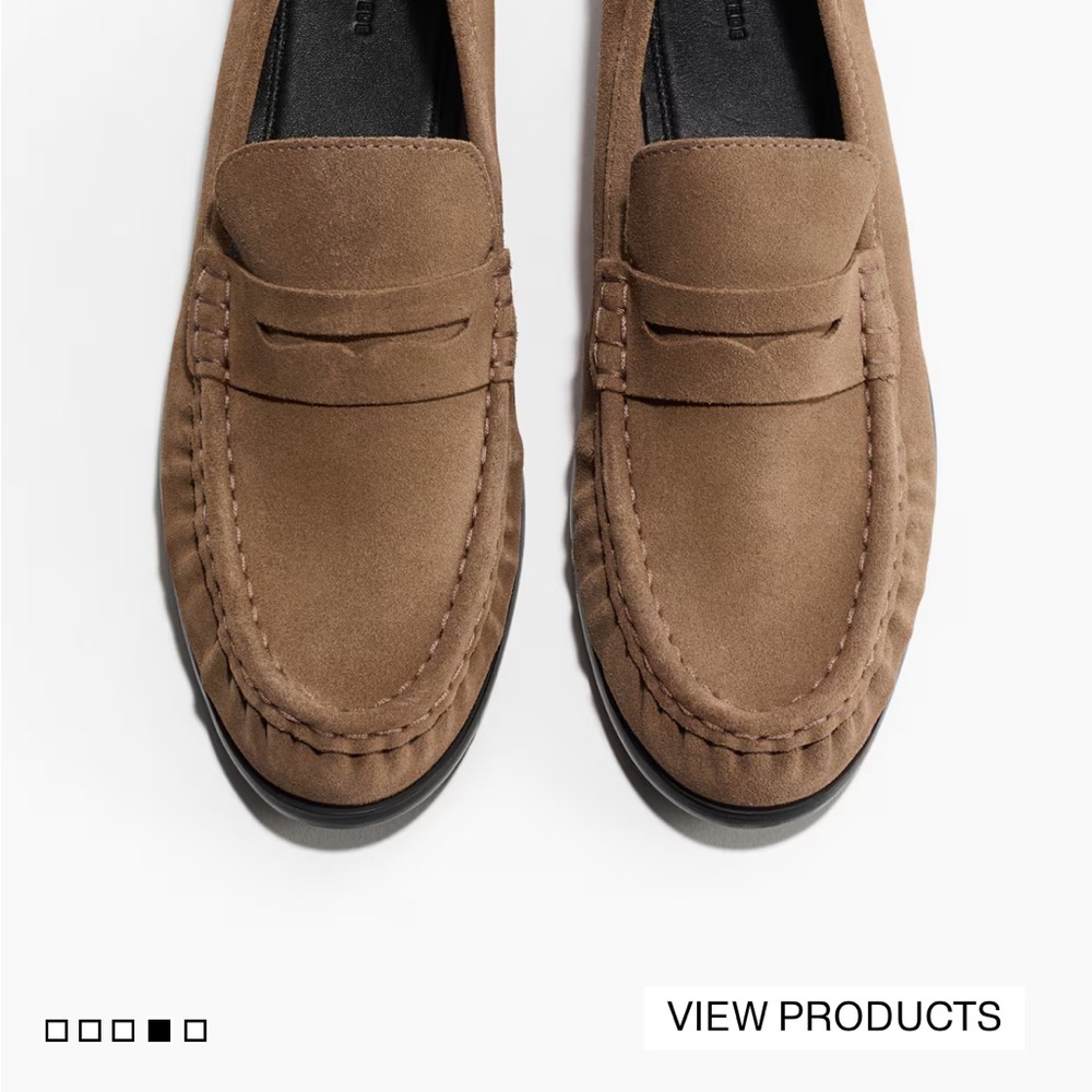 H&M Women's Suede Penny Loafers in Taupe